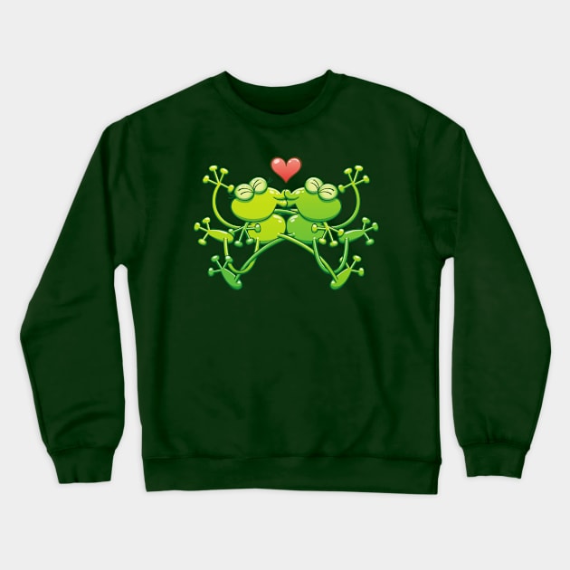 Couple of funny green frogs in love kissing passionately Crewneck Sweatshirt by zooco